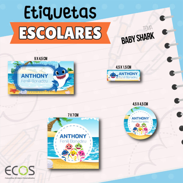 Etiqueta Escolar - Baby Shark