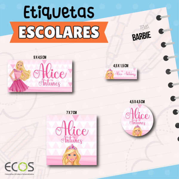 Etiqueta Escolar - Barbie