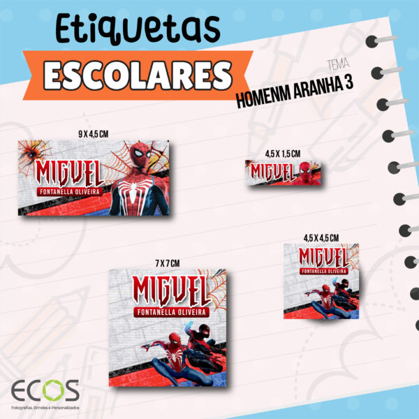 Etiqueta Escolar - Homem Aranha 3